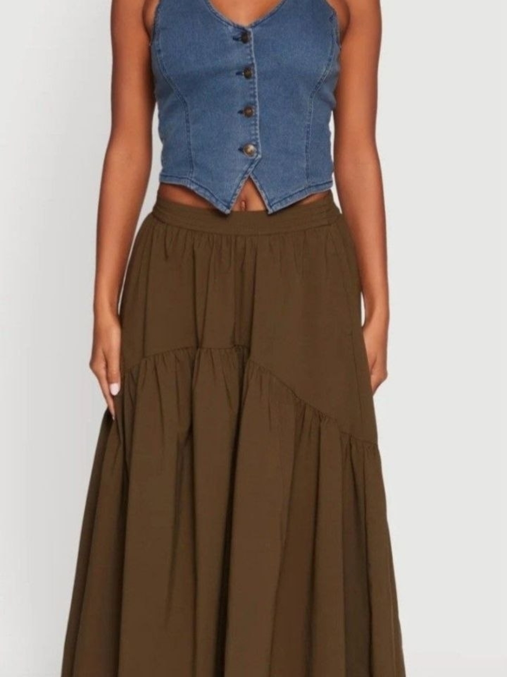 Women's Maxi Tiered Skirt - Brown